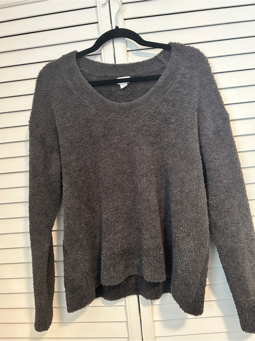 Stars Above - Cozy Women's Gray Plush Pullover Sweater